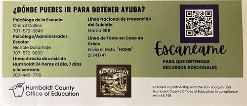 Mental Health Resources in Spanish and scan me link